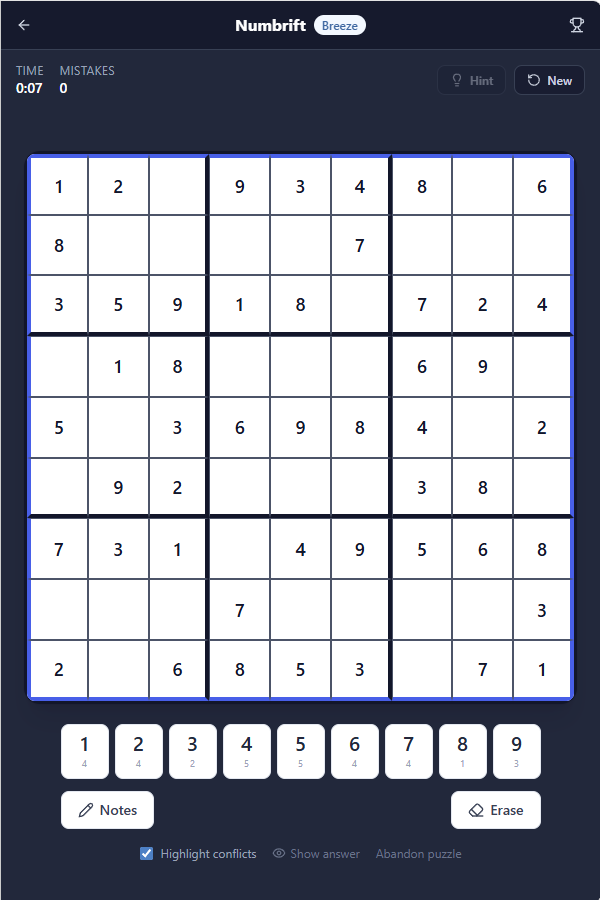 Play Numbrift Math Logic Game